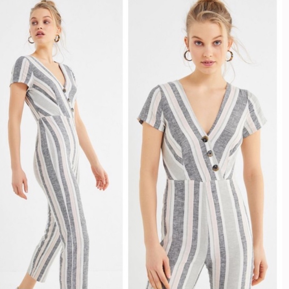 UO Linen Striped Jumpsuit